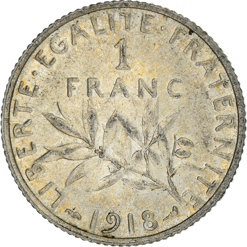 Coin, France, Semeuse, Franc, 1918, Paris, AU(55-58), Silver, KM:844.1