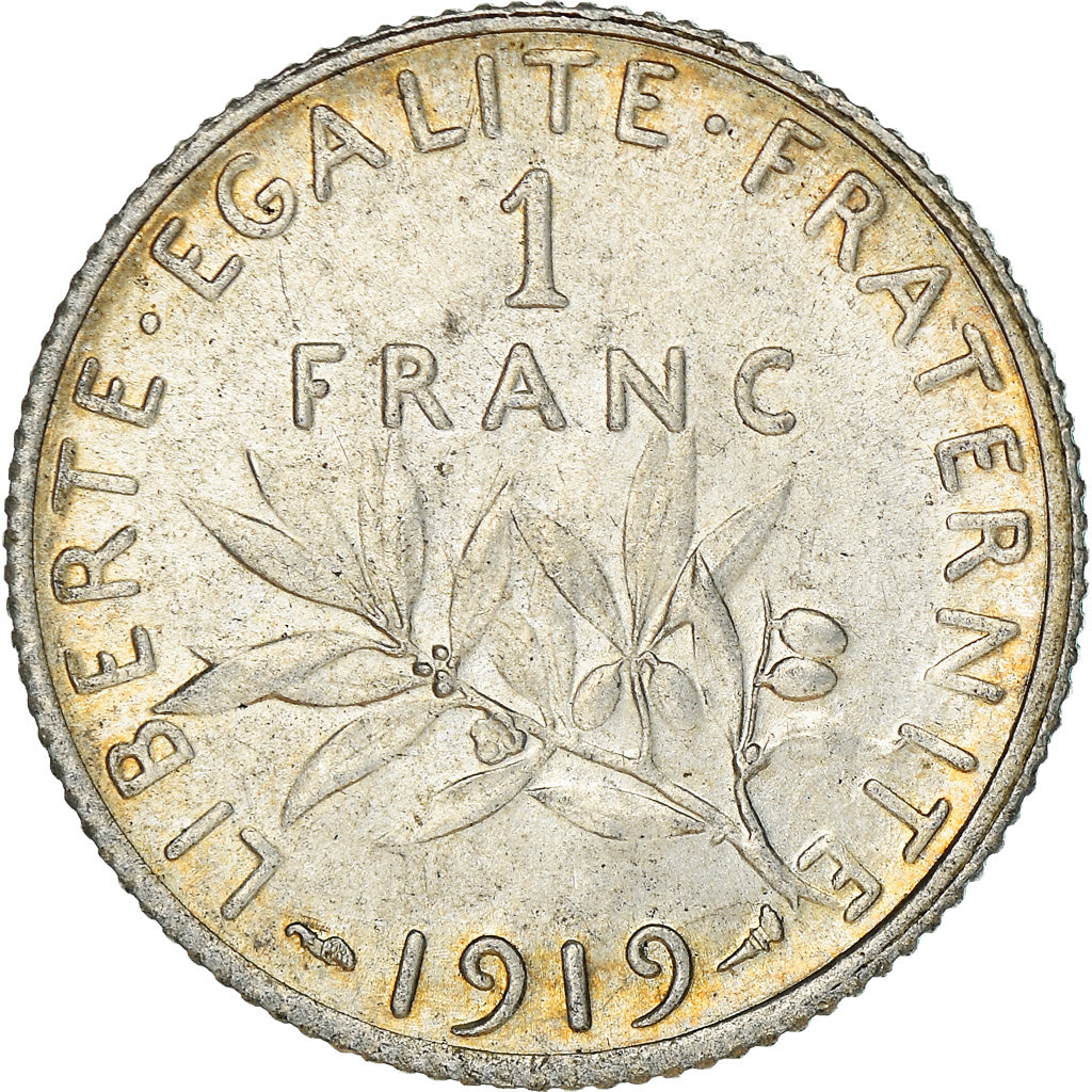 Coin, France, Semeuse, Franc, 1919, Paris, AU(55-58), Silver, KM:844.1