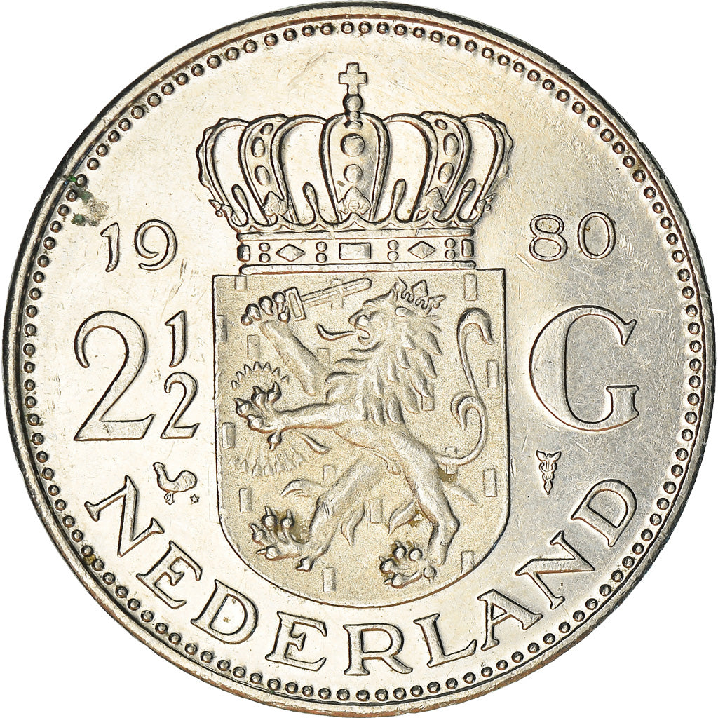 Monnaie, Pays-Bas, Juliana, 2-1/2 Gulden, 1980, TTB+, Nickel, KM:191