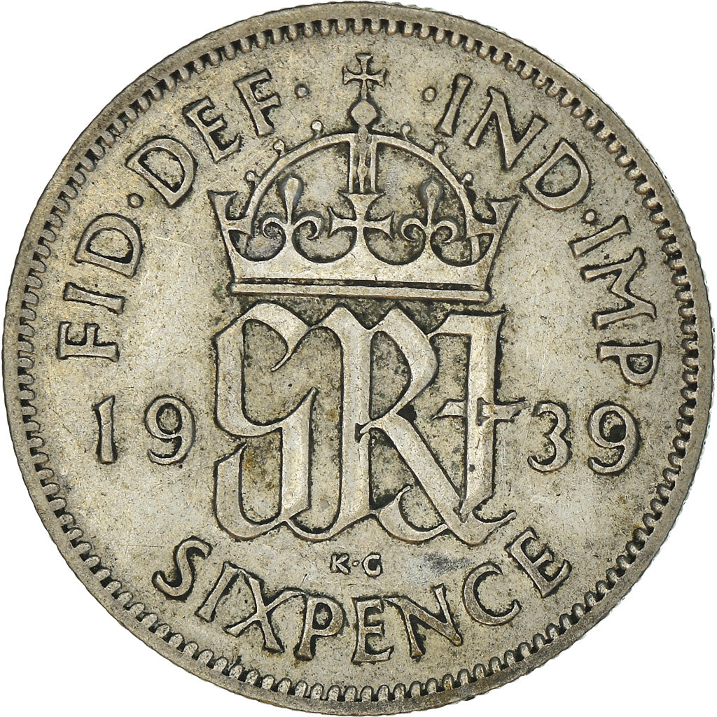 Coin, Great Britain, George V, 6 Pence, 1939, VF(30-35), Silver, KM:832