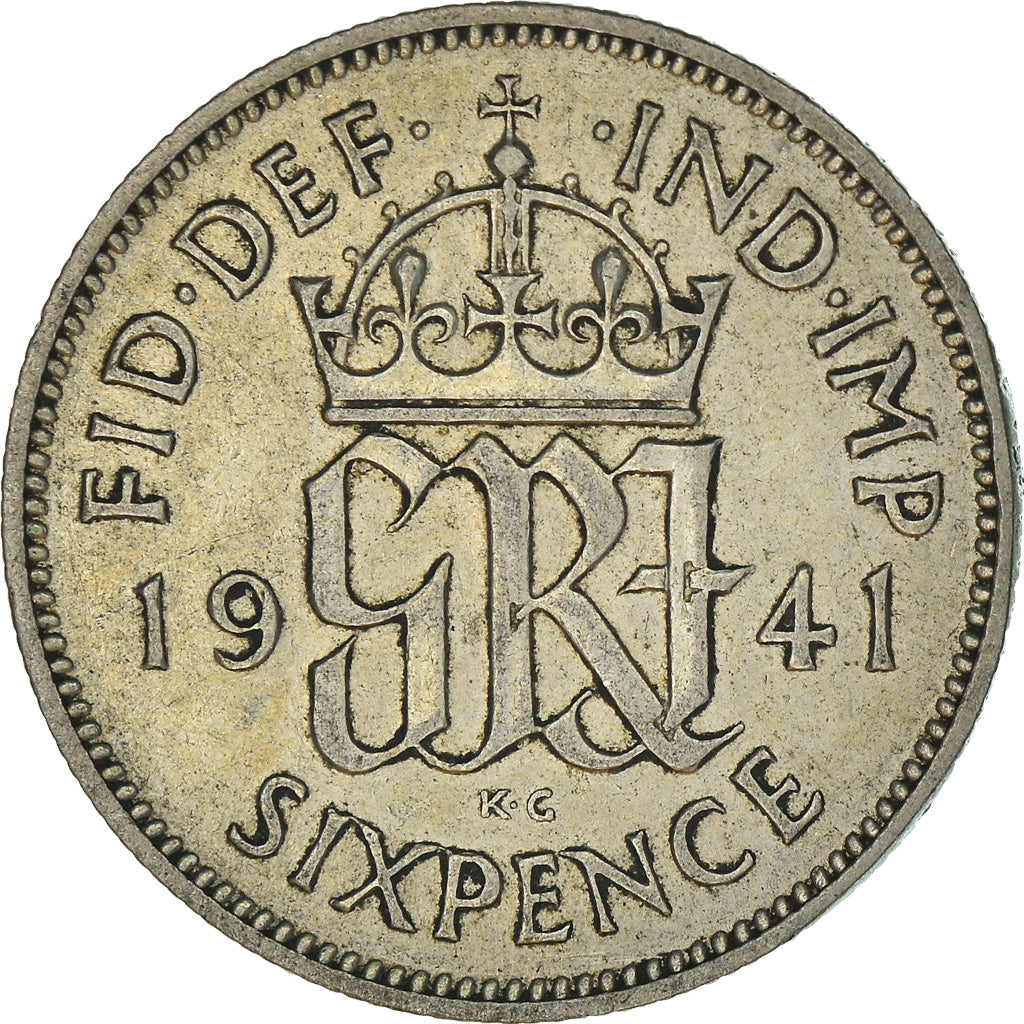 Coin, Great Britain, George VI, 6 Pence, 1941, EF(40-45), Silver, KM:852