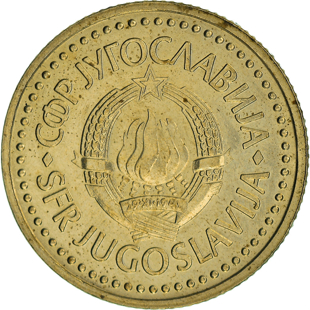 Coin, Yugoslavia, 2 Dinara, 1982, AU(55-58), Nickel-brass, KM:87
