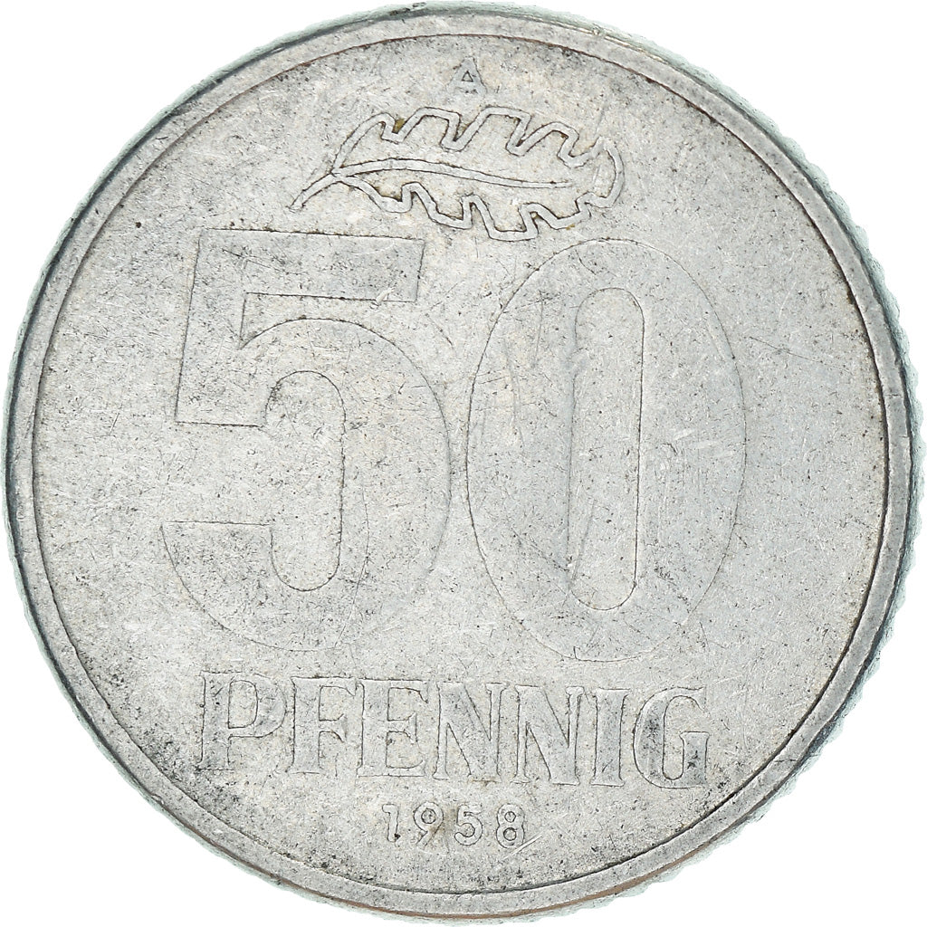 Moeda, ALEMANHA - REPÚBLICA DEMOCRÁTICA, 50 Pfennig, 1958, Berlin, EF(40-45)