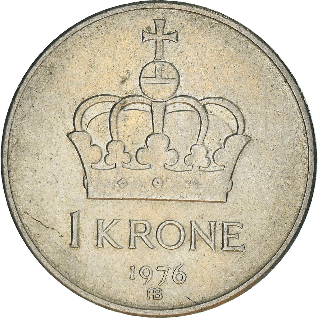 Coin, Norway, Olav V, Krone, 1976, EF(40-45), Copper-nickel, KM:419