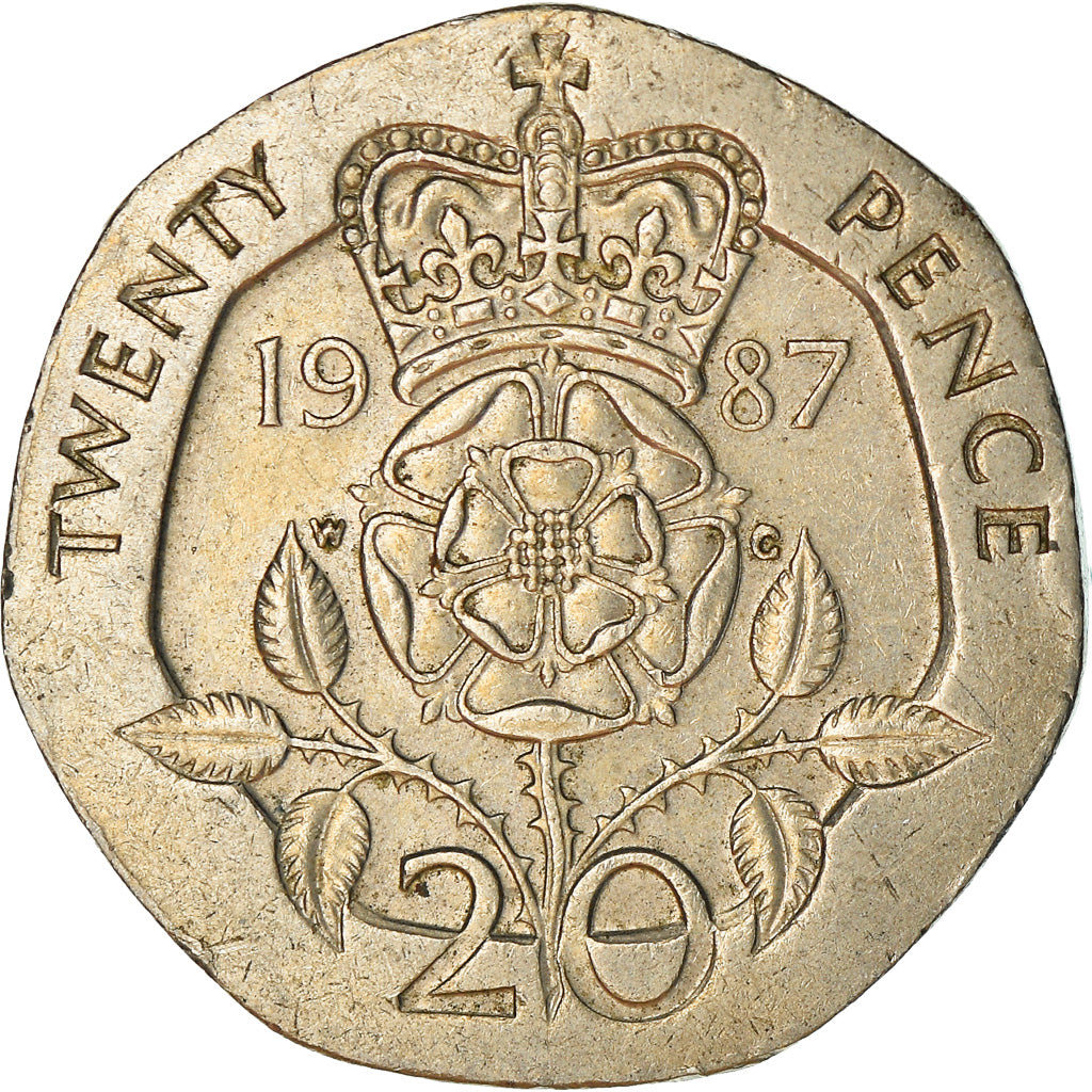 Coin, Great Britain, Elizabeth II, 20 Pence, 1987, AU(50-53), Copper-nickel
