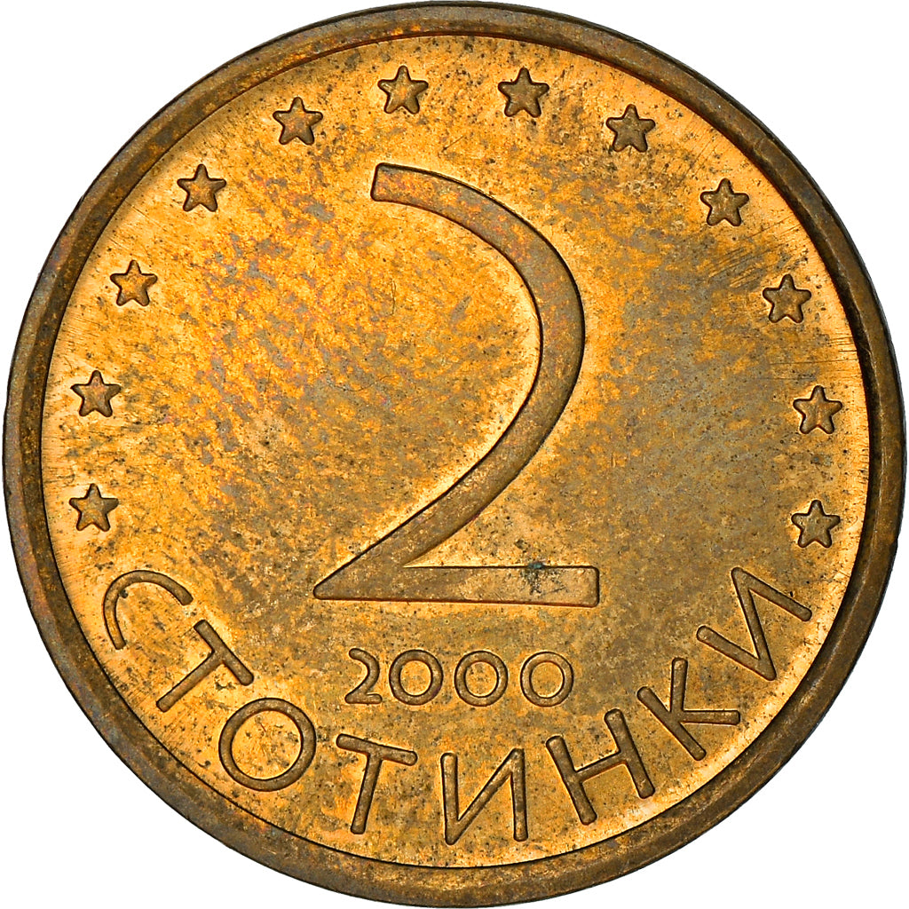 Monnaie, Bulgarie, 2 Stotinki, 2000, TTB+, Brass plated steel, KM:238a