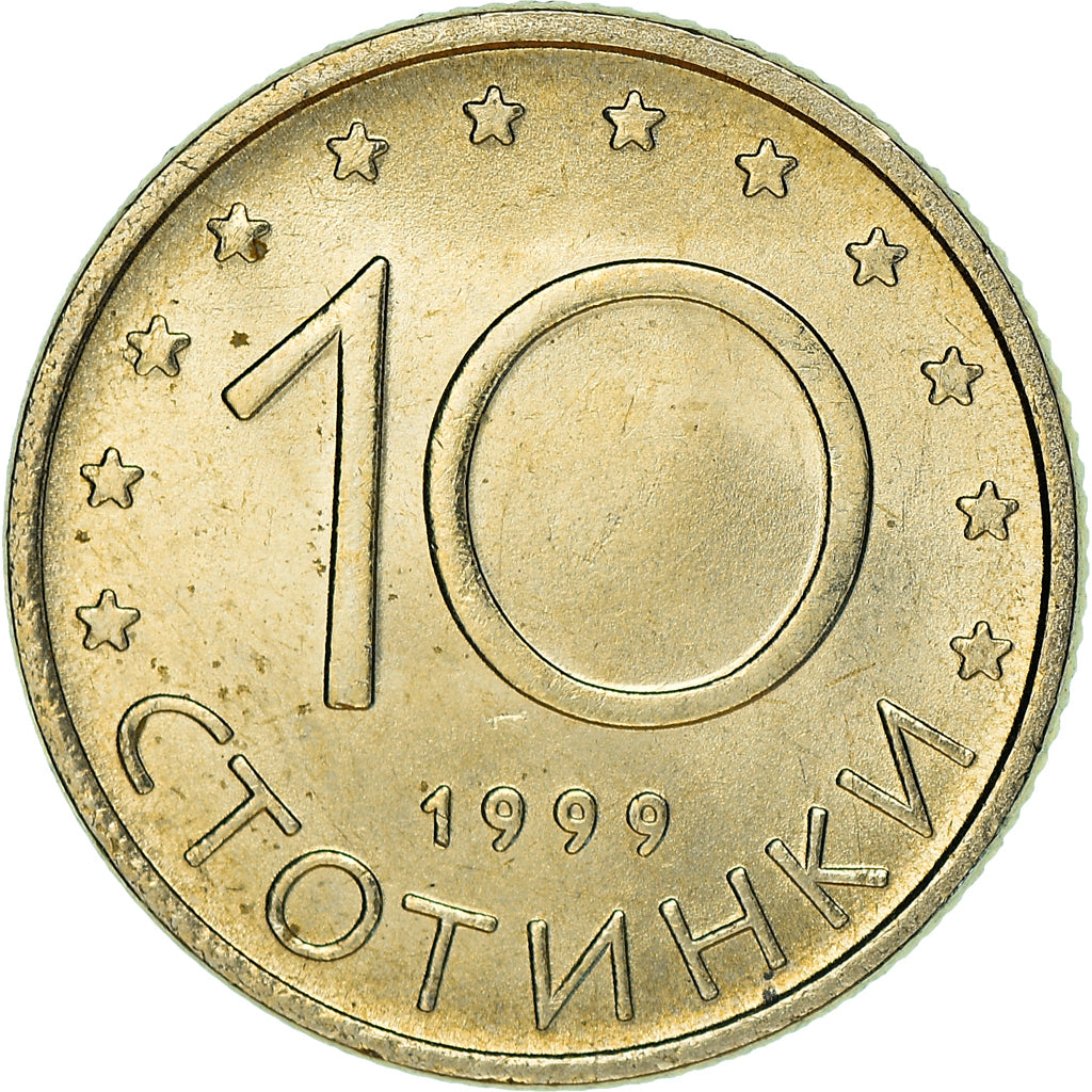 Coin, Bulgaria, 10 Stotinki, 1999, Sofia, MS(65-70), Copper-Nickel-Zinc, KM:240