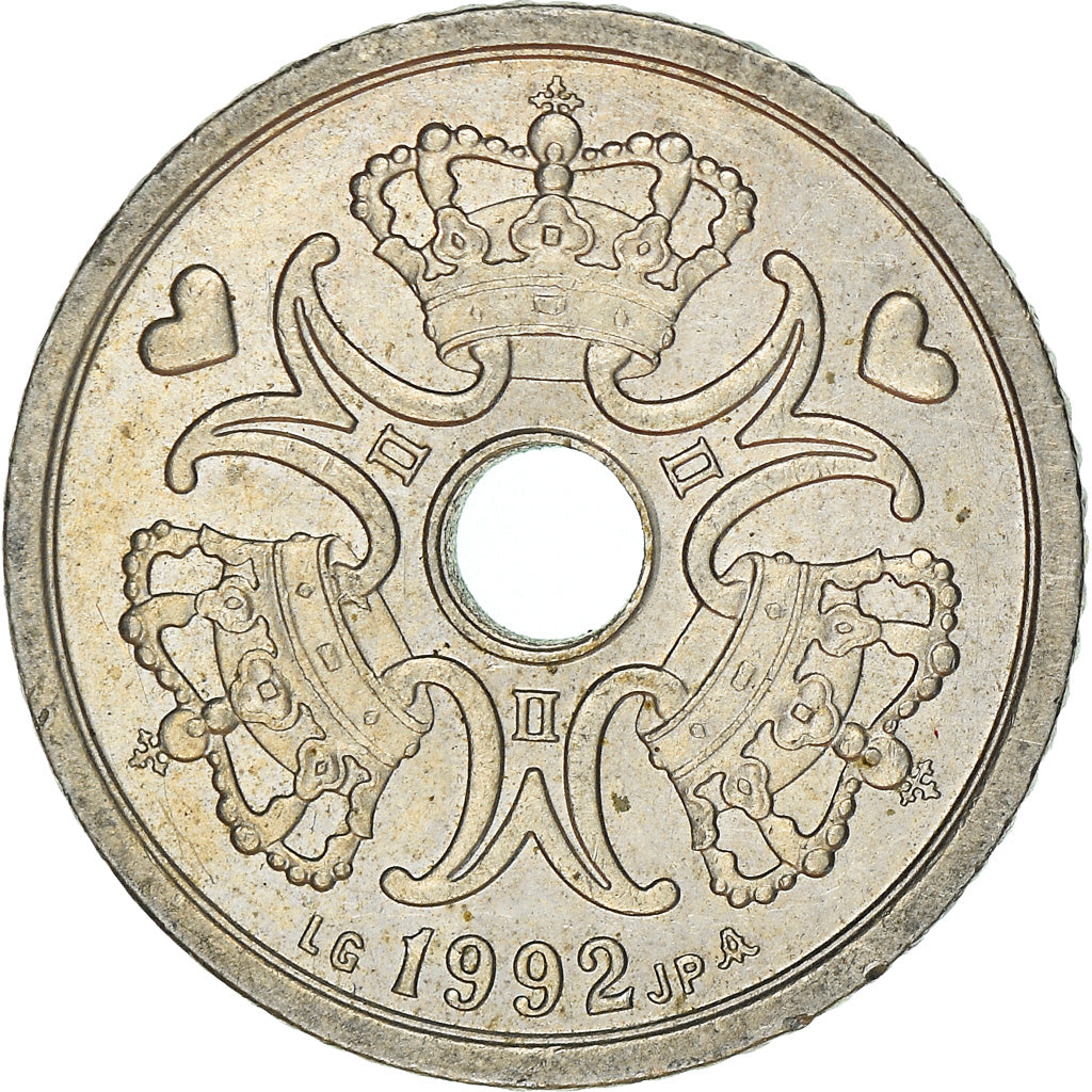Moneta, Danimarca, Margrethe II, Krone, 1992, Copenhagen, BB+, Rame-nichel