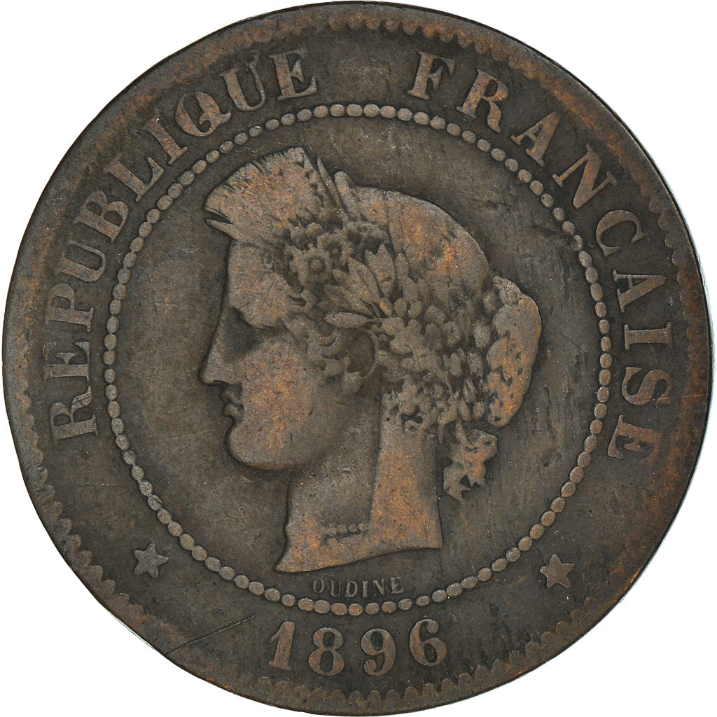 Munten, Frankrijk, Cérès, 5 Centimes, 1896, Paris, ZG+, Bronze, KM:821.1