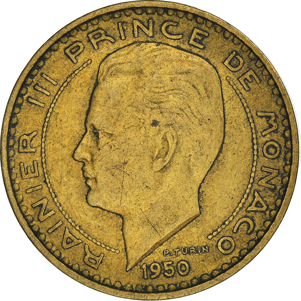 Coin, Monaco, Rainier III, 10 Francs, 1950, EF(40-45), Aluminum-Bronze, KM:130