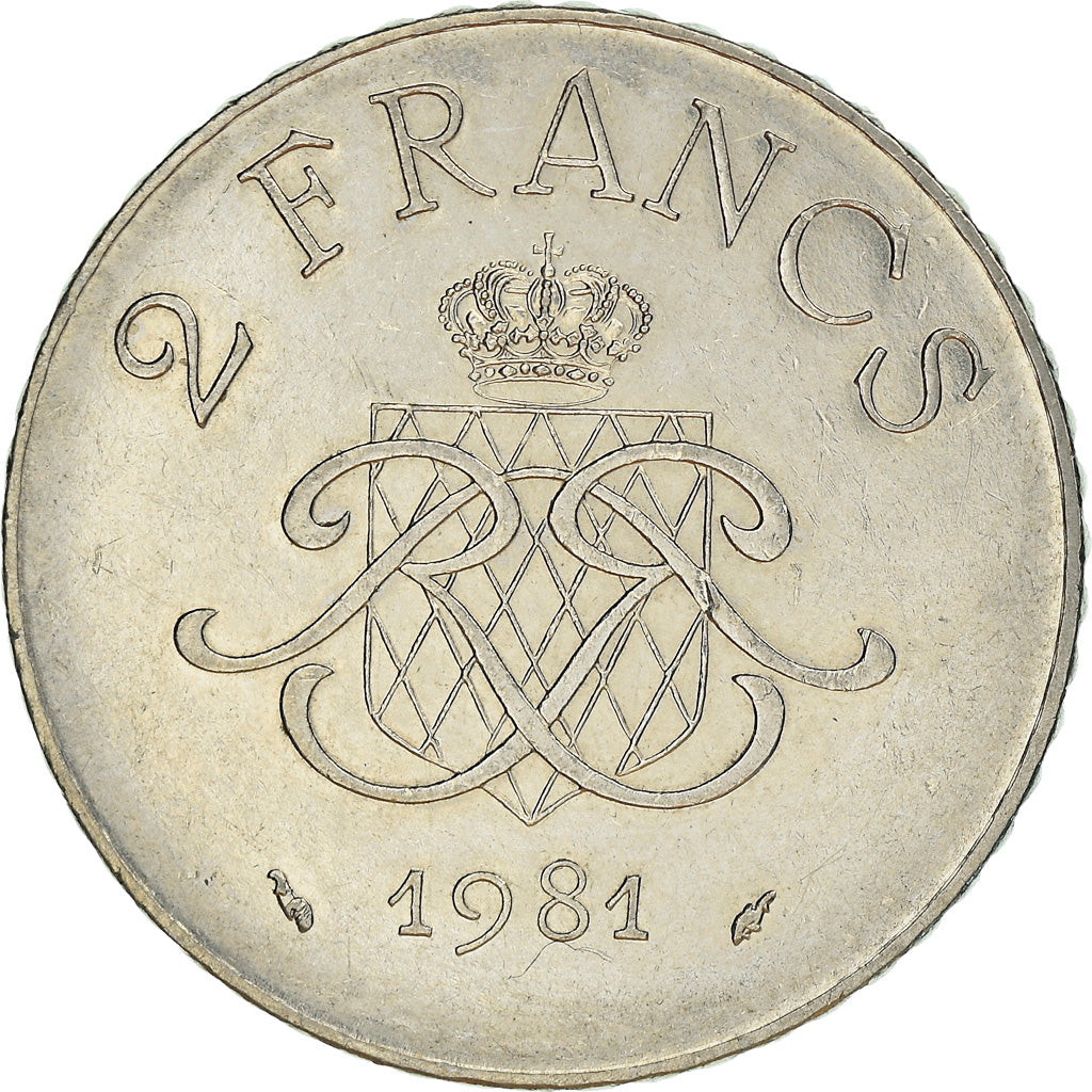 Coin, Monaco, Rainier III, 2 Francs, 1981, EF(40-45), Nickel, KM:157