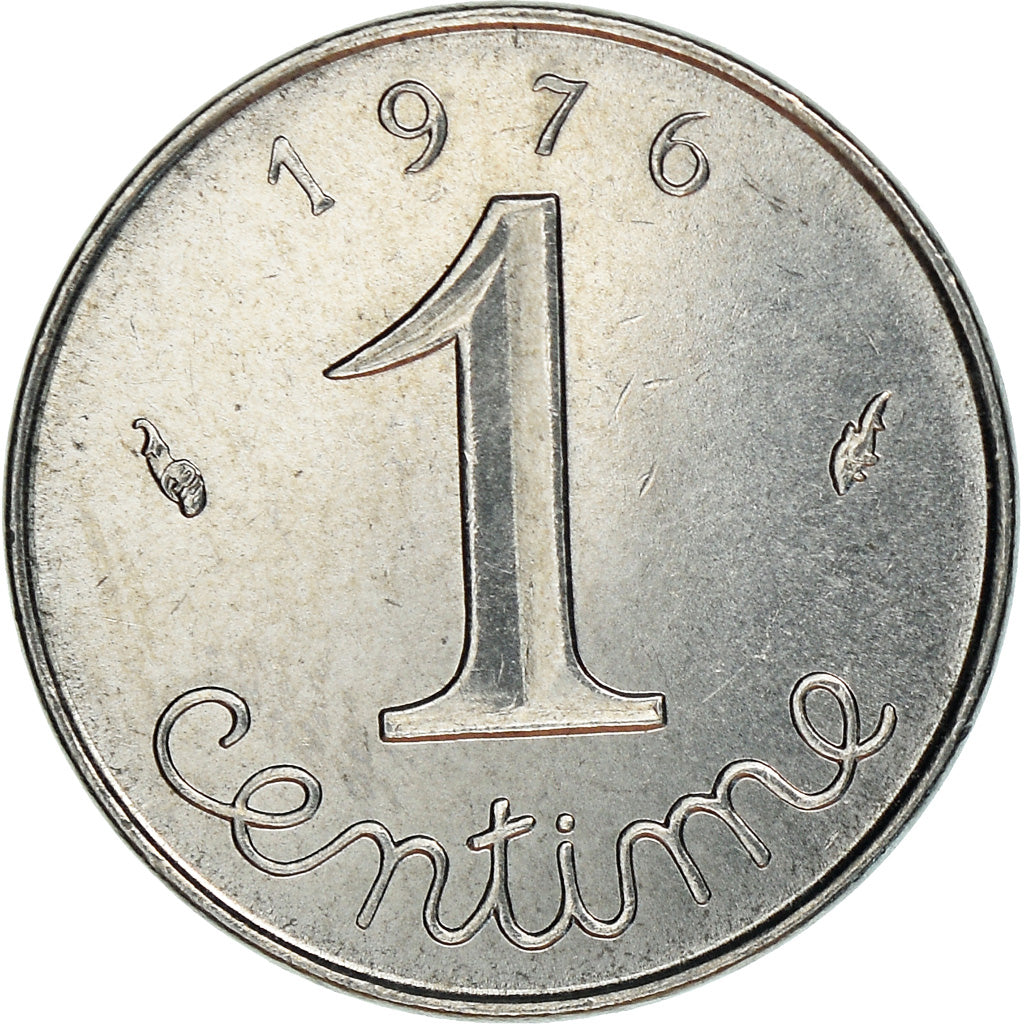 Moeda, França, Épi, Centime, 1976, Paris, AU(55-58), Aço Inoxidável, KM:928