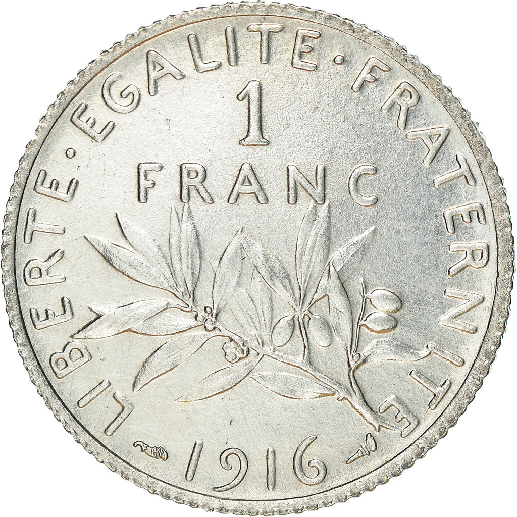 Coin, France, Semeuse, Franc, 1916, Paris, AU(55-58), Silver, KM:844.1
