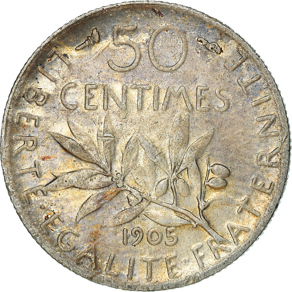 Monnaie, France, Semeuse, 50 Centimes, 1905, Paris, TB+, Argent, Gadoury:420