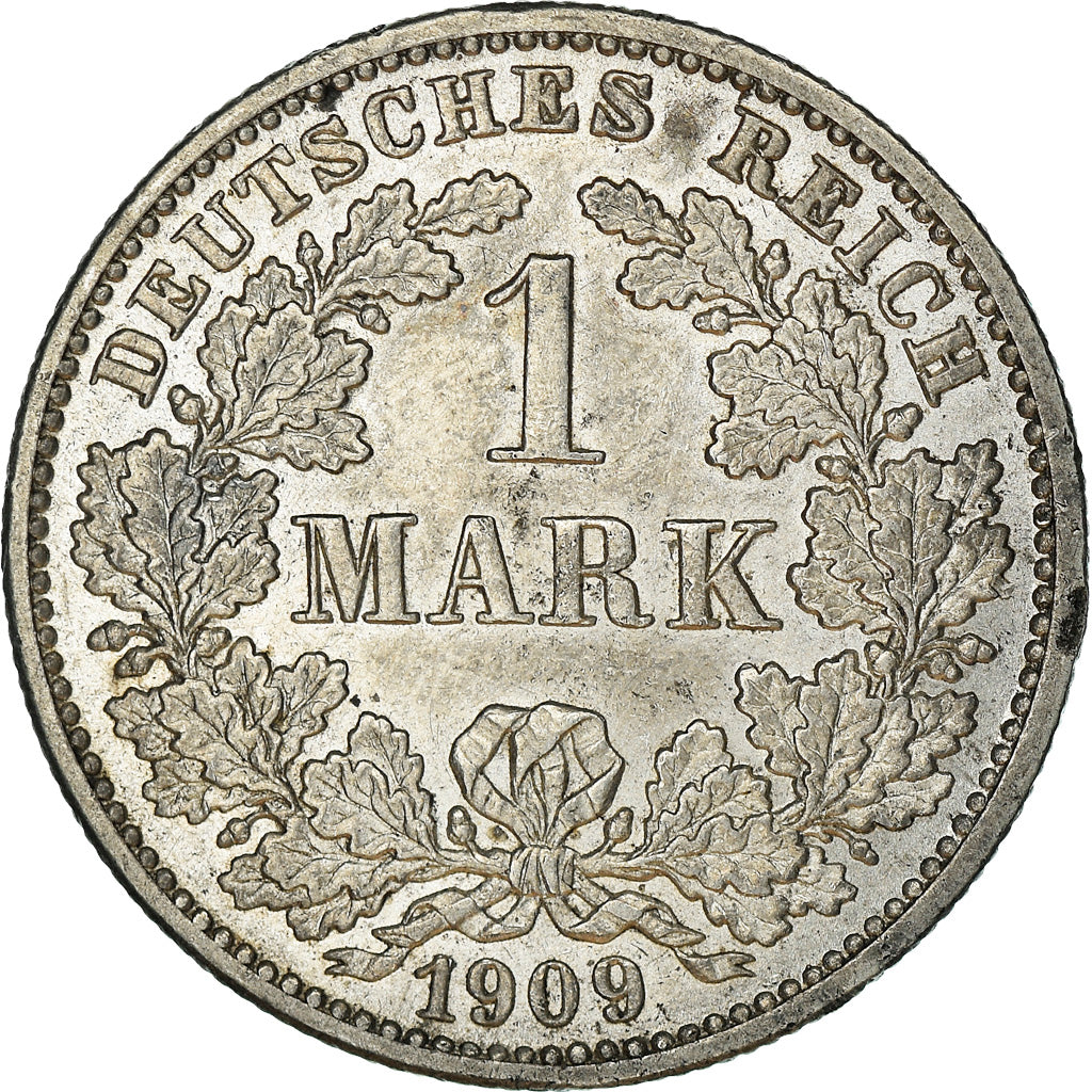 Coin, GERMANY - EMPIRE, Wilhelm II, Mark, 1909, Karlsruhe, AU(50-53), Silver