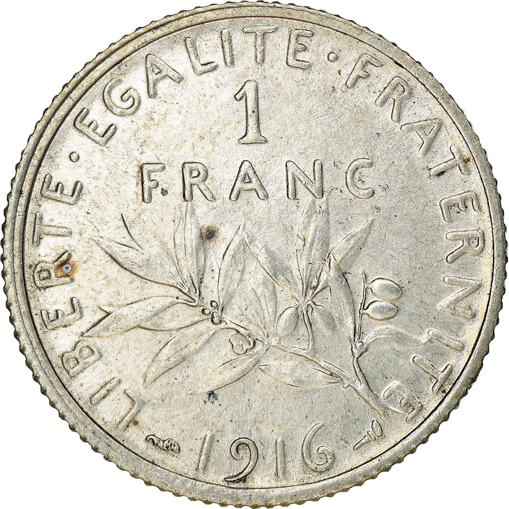 Coin, France, Semeuse, Franc, 1916, Paris, AU(50-53), Silver, KM:844.1