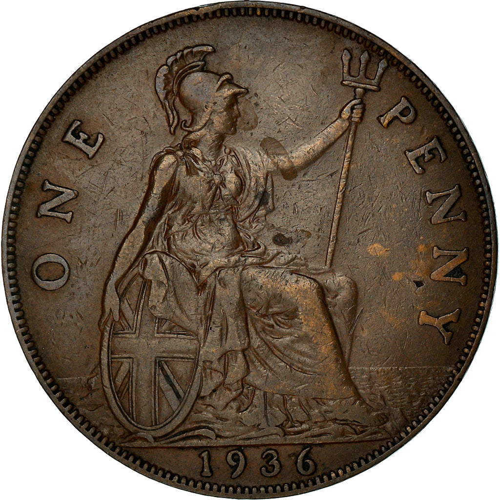 Moneda, Gran Bretaña, George V, Penny, 1936, MBC, Bronce, KM:838