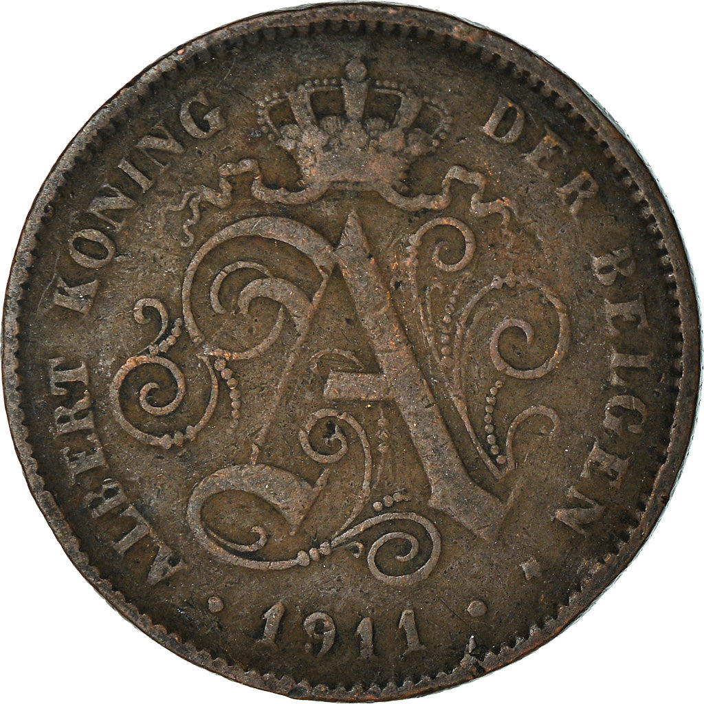 Coin, Belgium, Albert I, 2 Centimes, 1911, VF(30-35), Copper, KM:65