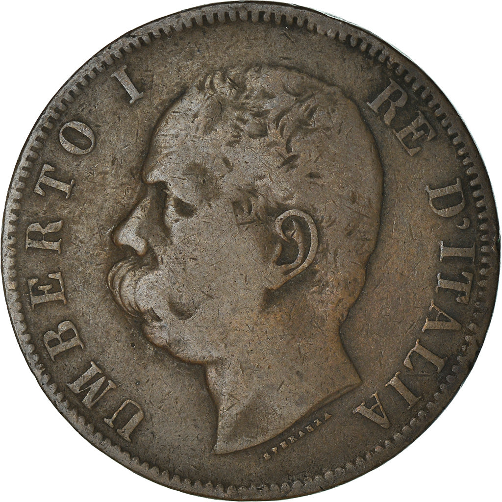 Coin, Italy, Umberto I, 10 Centesimi, 1893, Birmingham, VF(20-25), Copper