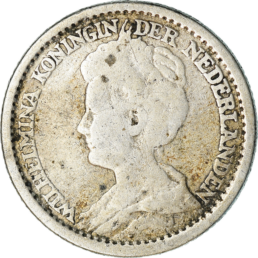 Moneta, Holandia, Wilhelmina I, 10 Cents, 1919, VF(30-35), Srebro, KM:145