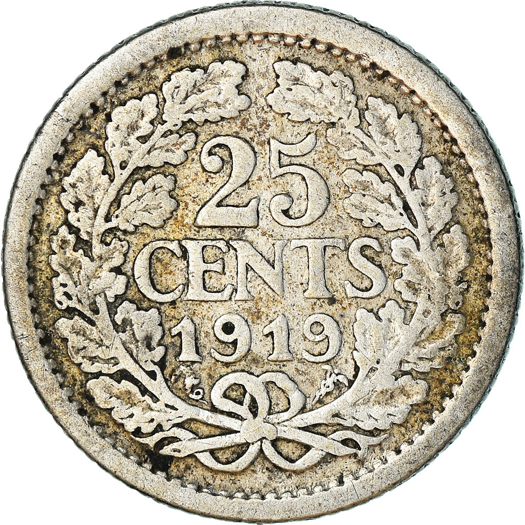 Moneta, Holandia, Wilhelmina I, 10 Cents, 1919, VF(30-35), Srebro, KM:145