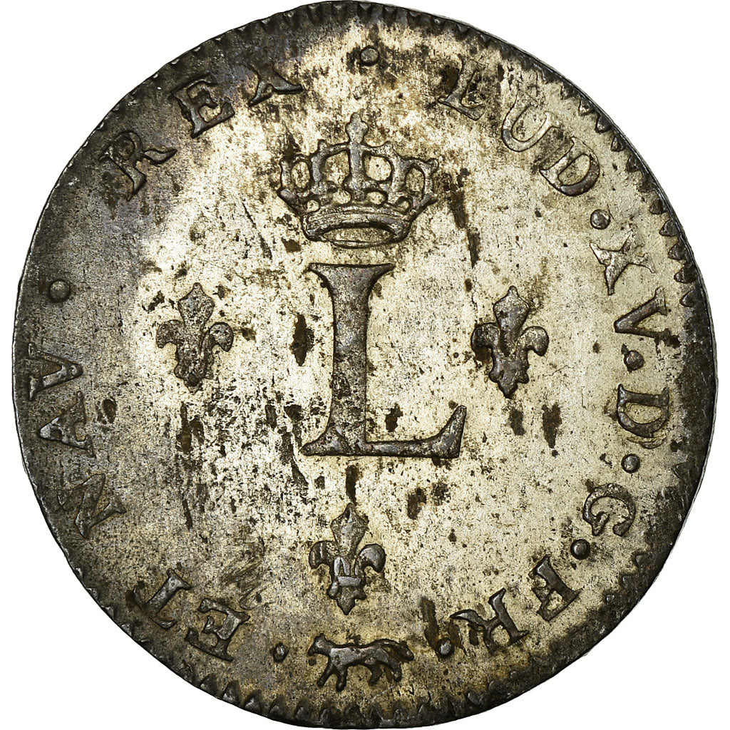 Moneta, Francia, Louis XV, Double sol (2 sous) en billon, 2 Sols, 1739, Paris