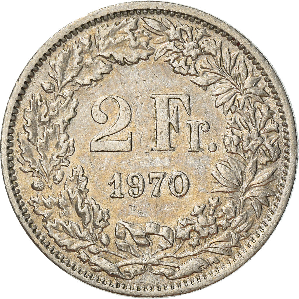 Coin, Switzerland, 2 Francs, 1970, Bern, AU(50-53), Copper-nickel, KM:21a.1