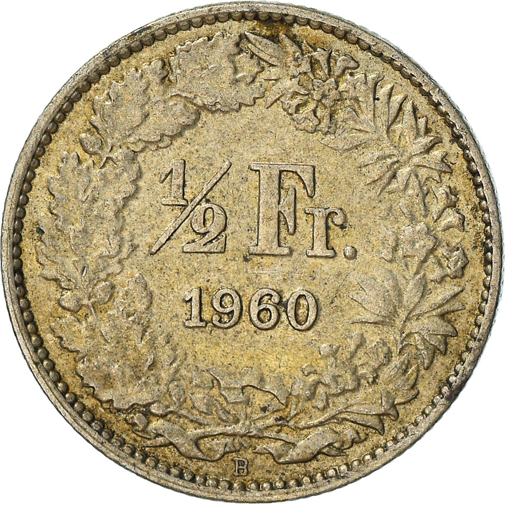 Coin, Switzerland, 1/2 Franc, 1960, Bern, VF(30-35), Silver, KM:23