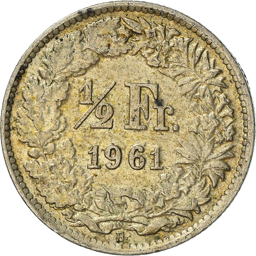 Coin, Switzerland, 1/2 Franc, 1961, Bern, AU(50-53), Silver, KM:23