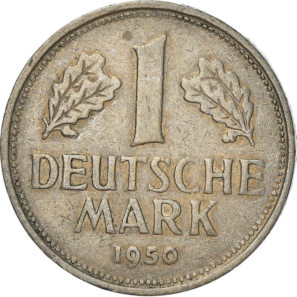 Coin, GERMANY - FEDERAL REPUBLIC, Mark, 1950, Karlsruhe, EF(40-45)