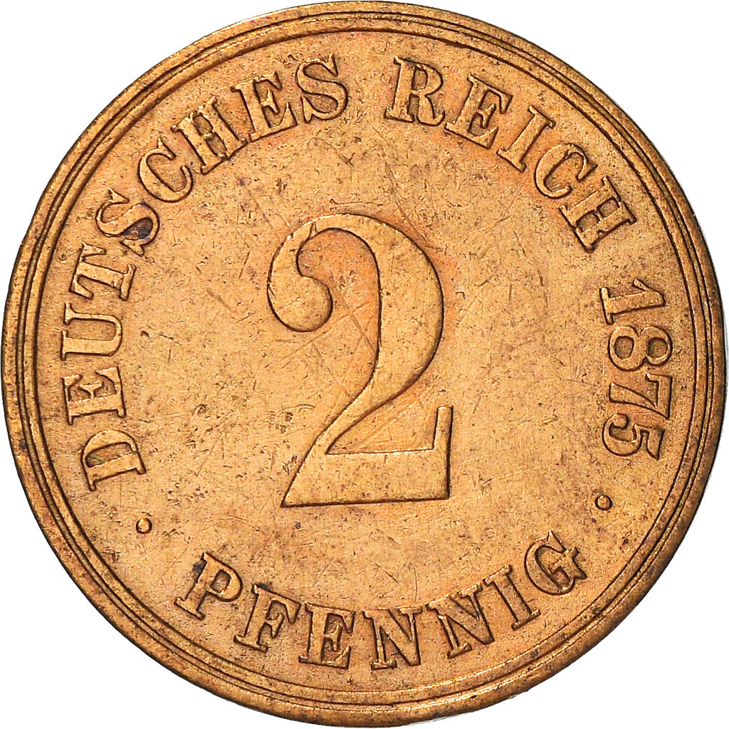 Coin, GERMANY - EMPIRE, Wilhelm I, 2 Pfennig, 1875, Hambourg, EF(40-45), Copper