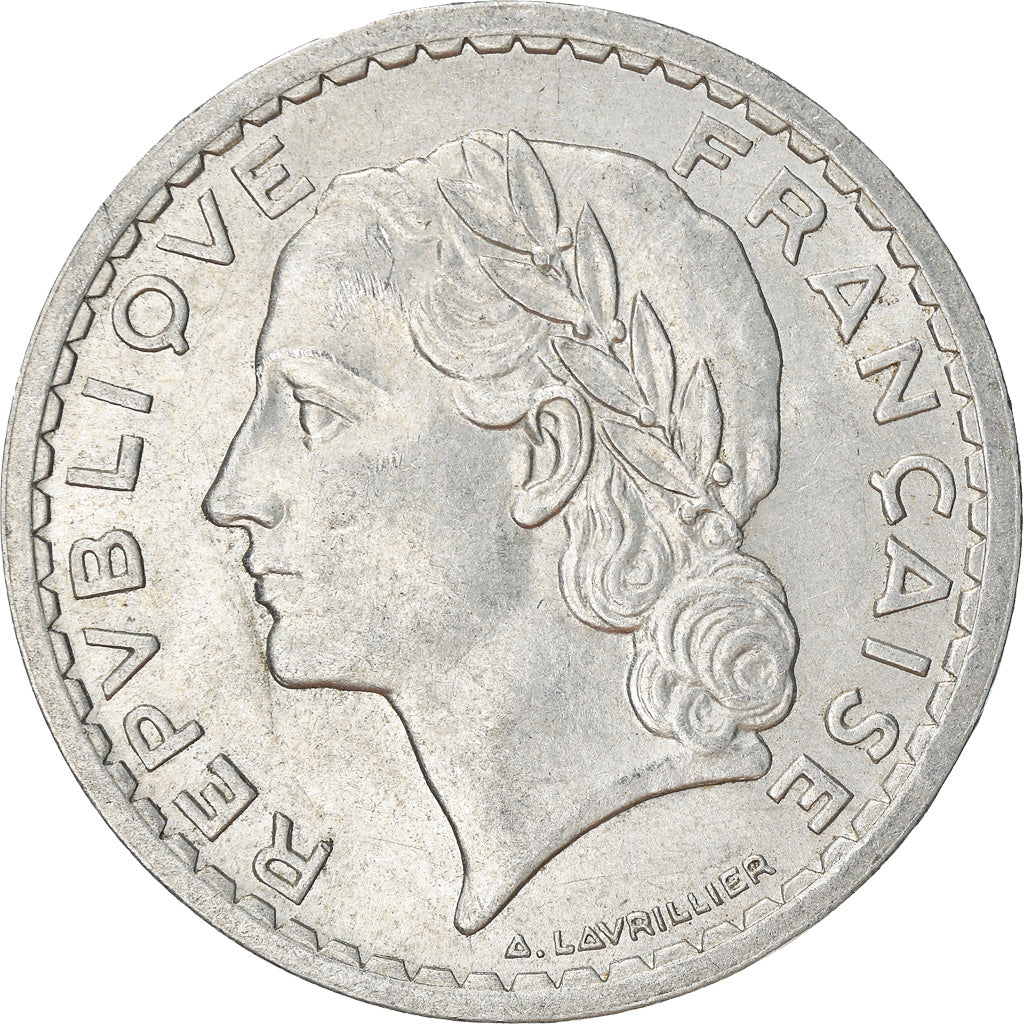 Moneta, Francia, Lavrillier, 5 Francs, 1945, Paris, BB, Alluminio, KM:888b.1, Le