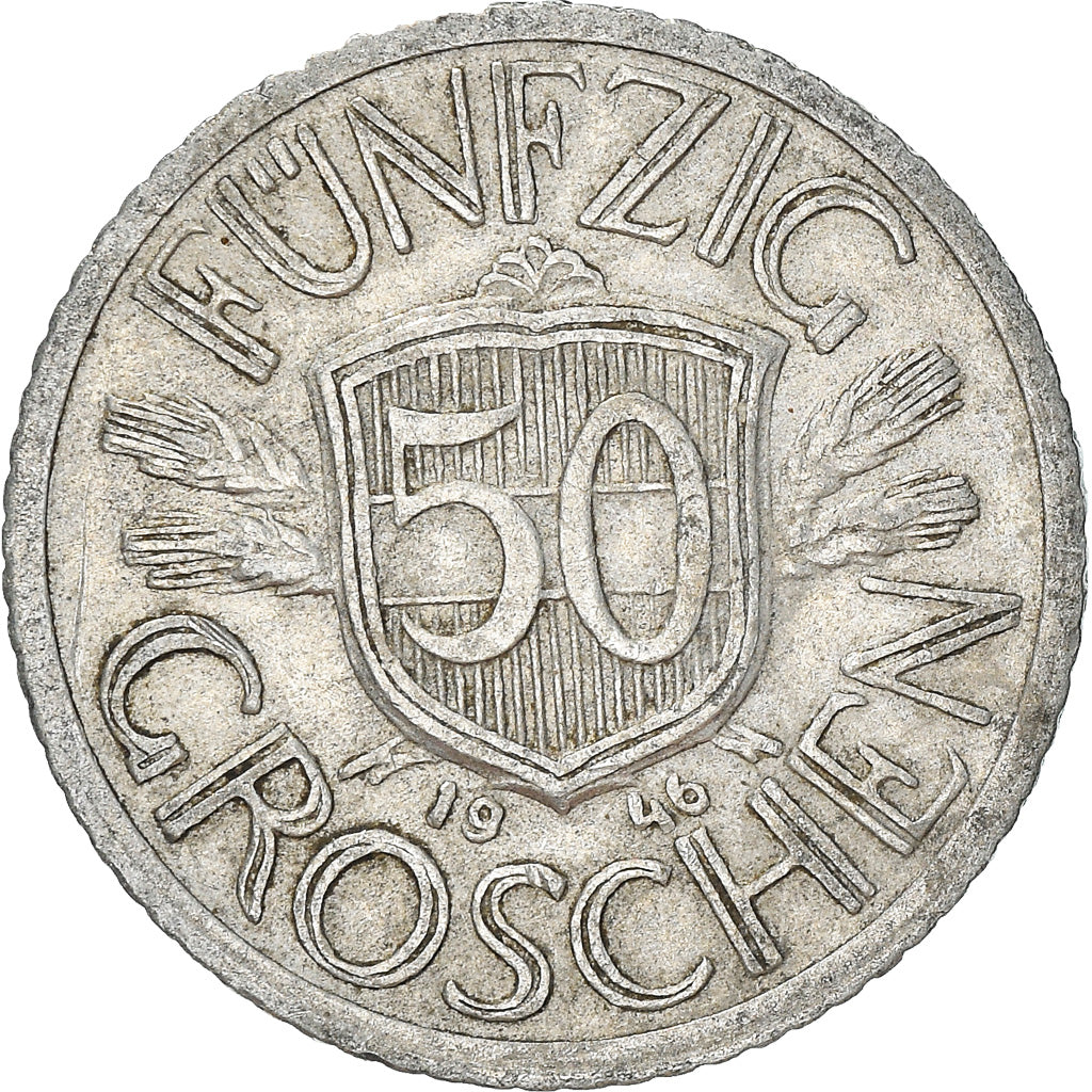 Coin, Austria, 50 Groschen, 1946, EF(40-45), Aluminum, KM:2870