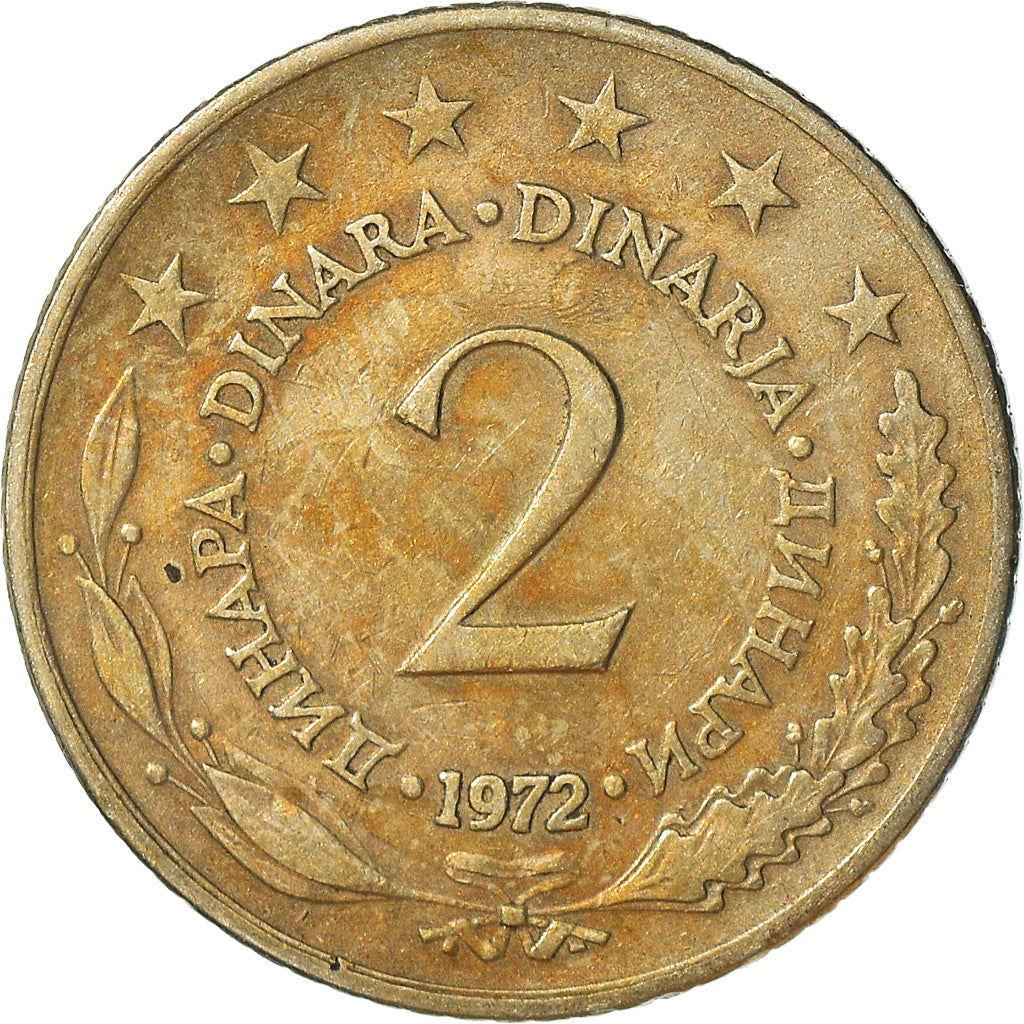 Münze, Jugoslawien, 2 Dinara, 1972, S+, Copper-Nickel-Zinc, KM:57
