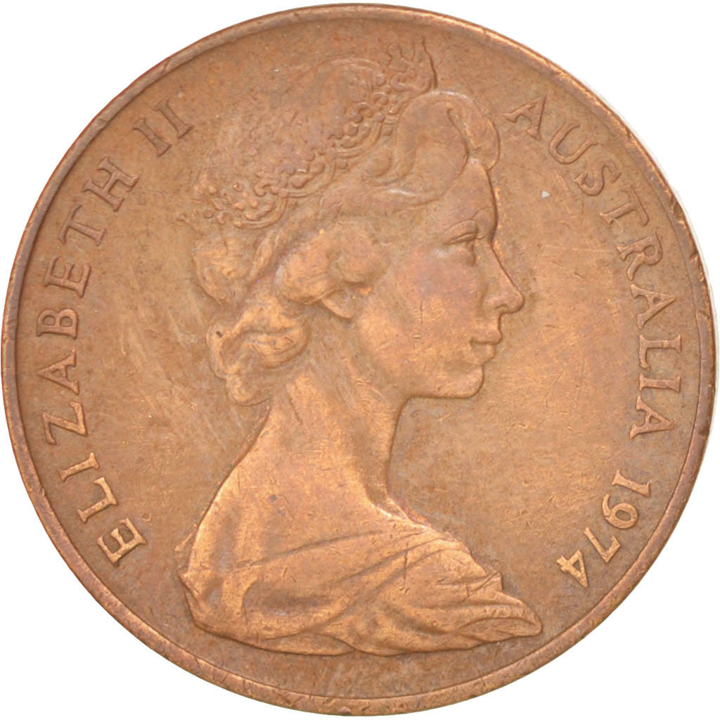 Coin, Australia, Elizabeth II, 2 Cents, 1974, EF(40-45), Bronze, KM:63