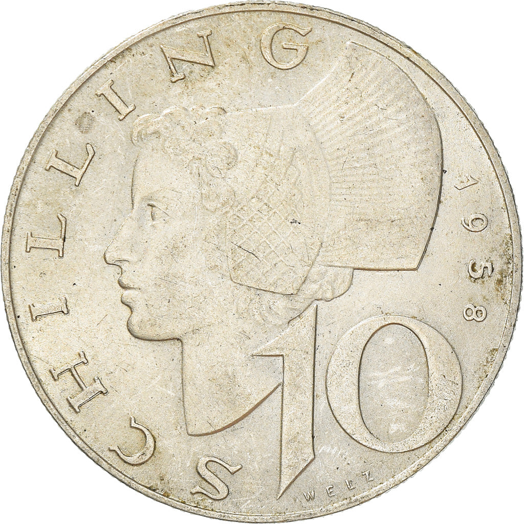 Moneta, Austria, 10 Schilling, 1958, Vienne, BB+, Argento, KM:2882
