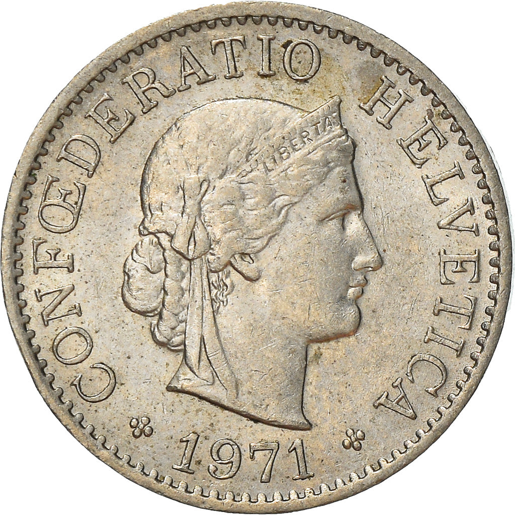 Münze, Schweiz, 5 Rappen, 1971, Bern, SS+, Copper-nickel, KM:26