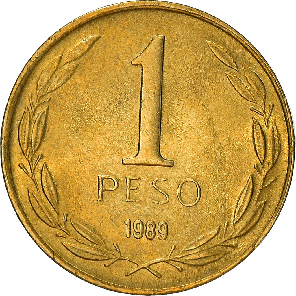 Moneda, Chile, Peso, 1989, Santiago, MBC+, Aluminio - bronce, KM:216.2