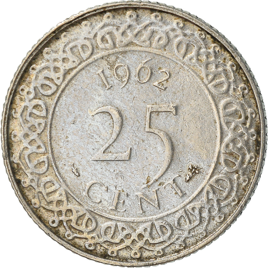 Coin, Surinam, 25 Cents, 1962, EF(40-45), Copper-nickel, KM:14