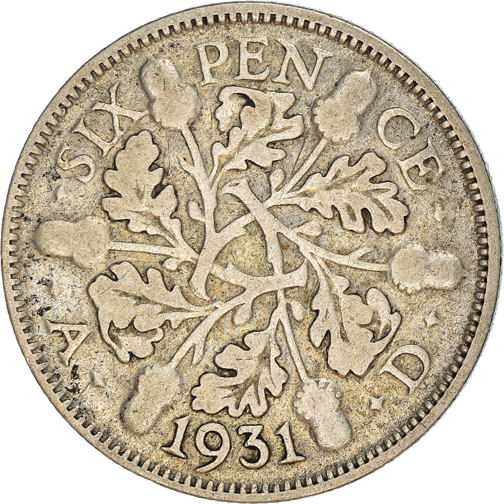 Coin, Great Britain, George V, 6 Pence, 1931, VF(20-25), Silver, KM:832