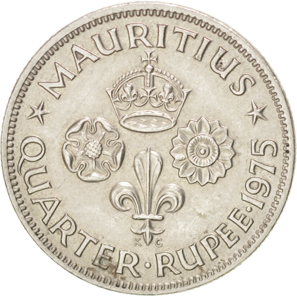 Coin, Mauritius, Elizabeth II, 1/4 Rupee, 1975, AU(55-58), Copper-nickel, KM:36