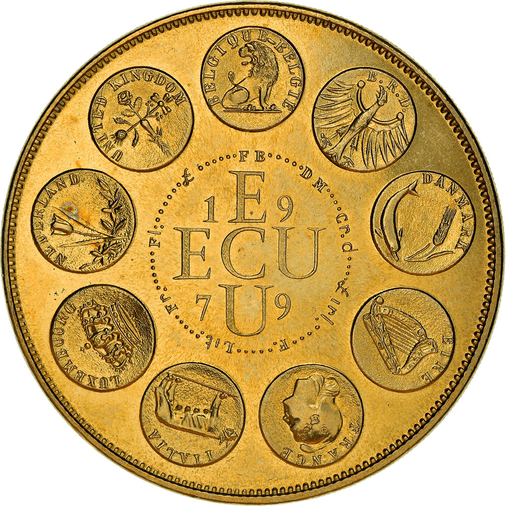 France, Medal, Ecu Europa, 1979, Rodier, MS(65-70), Gilt Bronze