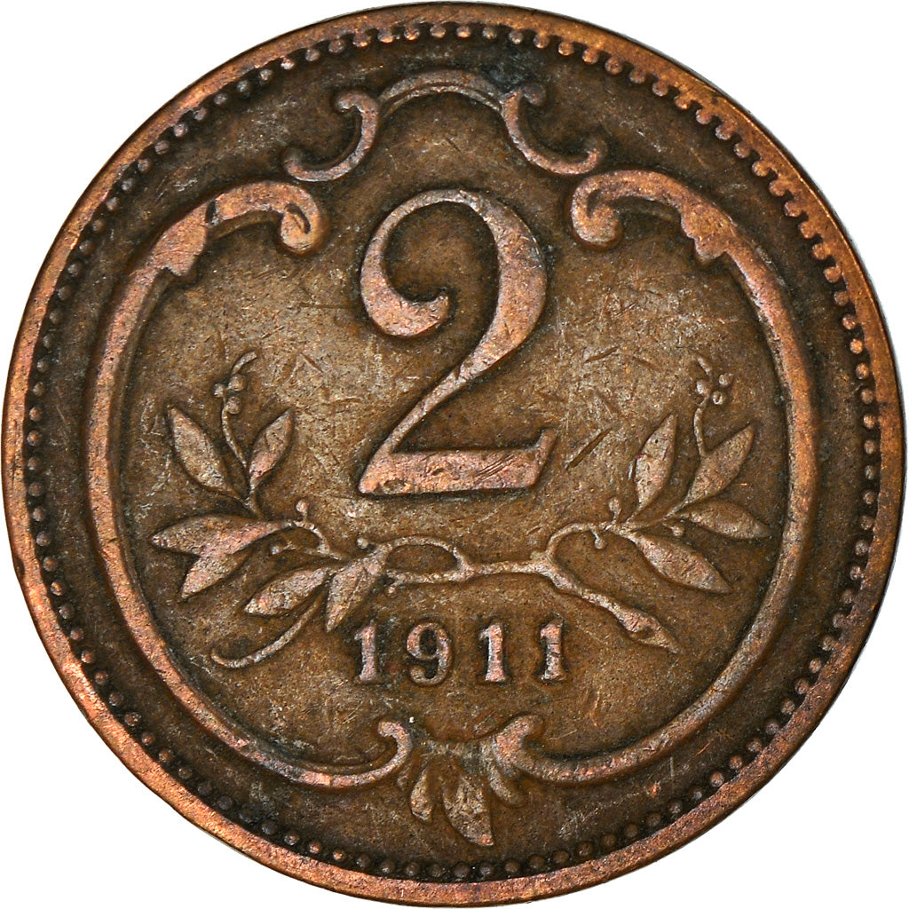 Moneta, Austria, Franz Joseph I, 2 Heller, 1911, BB, Bronzo, KM:2801