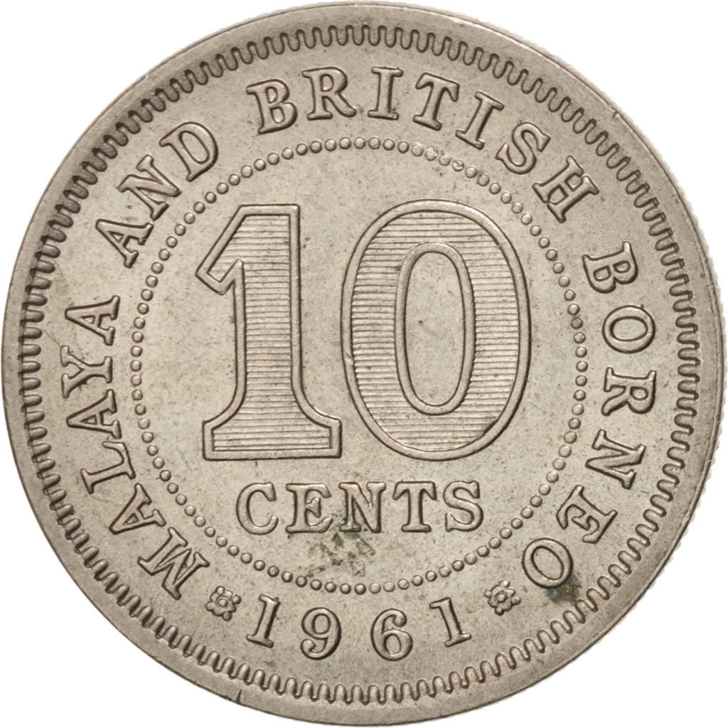 Coin, MALAYA & BRITISH BORNEO, 10 Cents, 1961, Heaton, MS(60-62), Copper-nickel