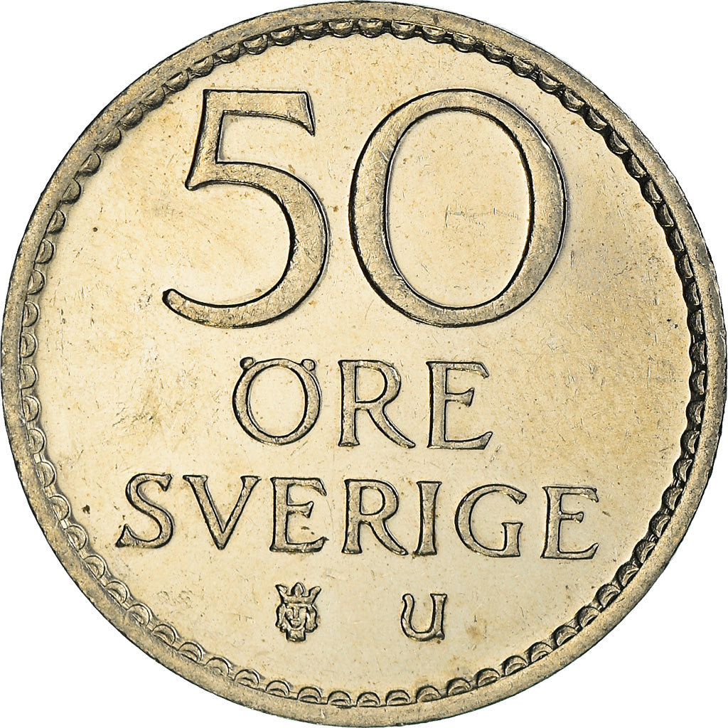 Coin, Sweden, Gustaf VI, 50 Öre, 1973, AU(50-53), Copper-nickel, KM:837