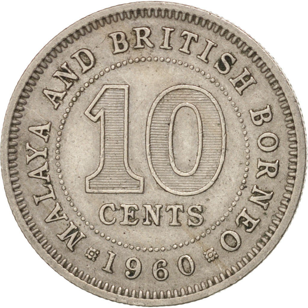 Coin, MALAYA & BRITISH BORNEO, 10 Cents, 1960, EF(40-45), Copper-nickel, KM:2