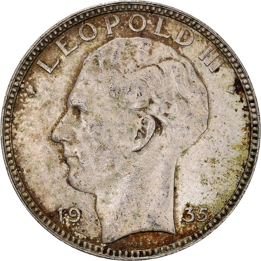 Coin, Belgium, 20 Francs, 20 Frank, 1935, EF(40-45), Silver, KM:105