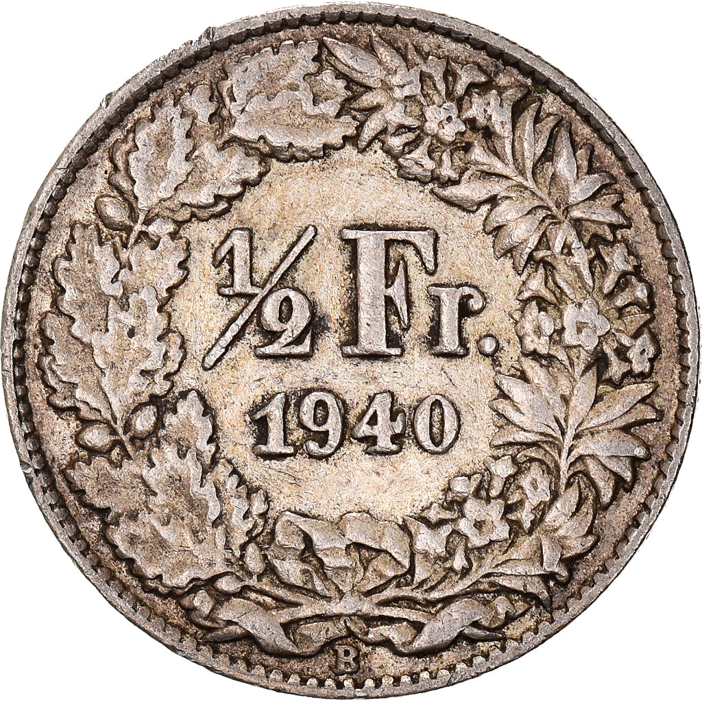 Coin, Switzerland, 1/2 Franc, 1940, Bern, EF(40-45), Silver, KM:23