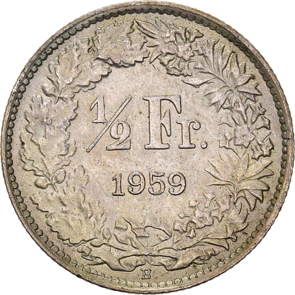 Coin, Switzerland, 1/2 Franc, 1959, Bern, EF(40-45), Silver, KM:23
