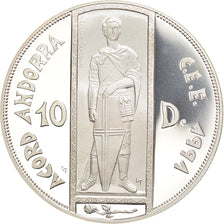 Moneta, Andorra, 10 Diners, 1993, Proof / BE, FDC, Argento, KM:89